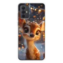 Яскравий чохол для TCL 306 з Зимові Оленята – Оленятко серед герлянд