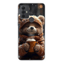 Печатный чехол «Зверята с кофе» для TCL 306 – Мишка с кофе