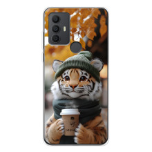 Печатный чехол «Зверята с кофе» для TCL 306 – Тигр с кофе