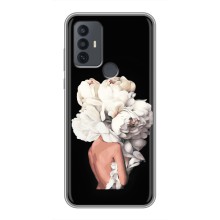 Чехлы (ART) Цветы на TCL 30E (VPrint) (Білі квіти)