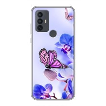 Чохли з квітами для TCL 30E (VPrint) (Метелик на квітах)