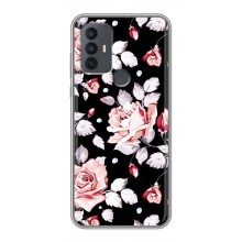 Чохли з квітами для TCL 30E (VPrint) (Квіти на чорному)