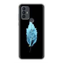 Чехол с картинками на черном фоне для TCL 30E – Листочек