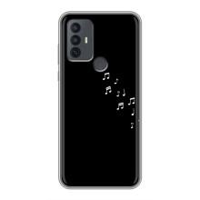 Чехол с картинками на черном фоне для TCL 30E – Ноты