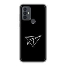 Чехол с картинками на черном фоне для TCL 30E – Самолетик