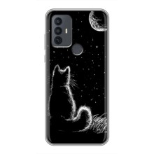 Чохол з принтом для TCL 30E (AlphaPrint) Модні коти (Котик і місяць)