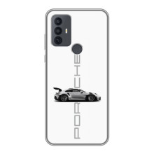 Чехол с авто Порше для TCL 30E – белый Порше