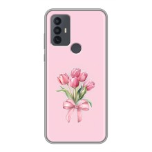 Чохол з розовим принтом для TCL 30E (Букет квітів)