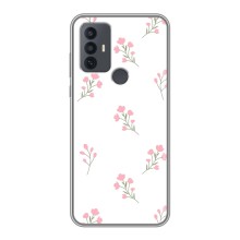 Чохол з розовим принтом для TCL 30E (Рожеві квіти)