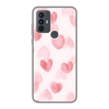 Чохол з розовим принтом для TCL 30E (Рожеві сердечки)