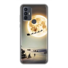 Новорічні, Святкові Чохли для TCL 30E - 2024 год (Санта на місяці)