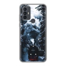 Новорічні, Святкові Чохли для TCL 30E - 2024 год (Зимовий потяг)