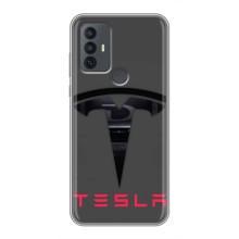 Силиконовый бампер с картинкой машины на TCL 30E (Logo TESLA)