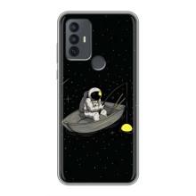 Силиконовый Чехол с принтом "Космонавты" на TCL 30E – Космонавт на рыбалке