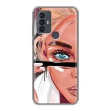 Силиконовый Чехол на TCL 30E с картинкой Стильных Девушек – Девушка и ресницы