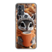 Печатный чехол «Зверята с кофе» для TCL 30E