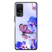 Чехлы с Цветами для TCL 40 NxtPaper 5G (VPrint) (Бабочка на цветочке)