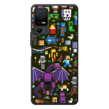 Чехол Майнкрафт на TCL 40 NxtPaper 5G (AlphaPrint) Minecraft (Коллаж Майнкрафт)