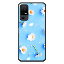 Чохол з Квітами для TCL 40 NxtPaper 5G (ромашки на блакитному)