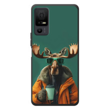 Чехол с принтом стильные животные для <td>ТКЛ 40 Некст페이пер 5G </td> (Лось с кофе)