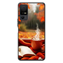 Чехол с уникальным дизайном «Осень с кофе» для TCL 40 NxtPaper 5G – Кофе и дождь