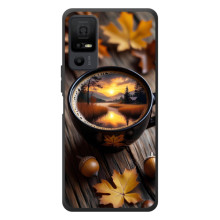 Чехол с уникальным дизайном «Осень с кофе» для TCL 40 NxtPaper 5G – Тёмный кофе