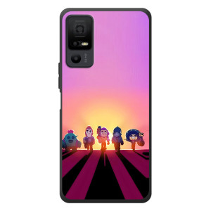 Силиконовый Чехол на TCL 40 NxtPaper 5G с картинкой Brawl Stars (Персонажи в закате)