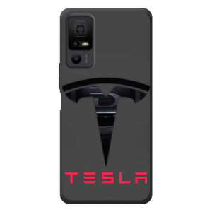 Силіконовий бампер з картинкою машини на TCL 40 NxtPaper 5G – Logo TESLA