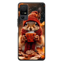 Печатный чехол «Зверята с кофе» для TCL 40 NxtPaper 5G – Белка с кофе