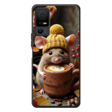 Печатный чехол «Зверята с кофе» для TCL 40 NxtPaper 5G – Медведь с кофе