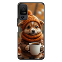 Печатный чехол «Зверята с кофе» для TCL 40 NxtPaper 5G – Песик с кофе