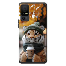 Печатный чехол «Зверята с кофе» для TCL 40 NxtPaper 5G – Тигр с кофе