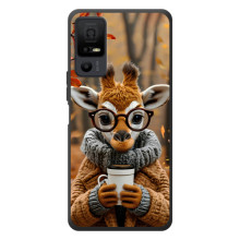Печатный чехол «Зверята с кофе» для TCL 40 NxtPaper 5G – Жираф с кофе