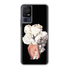 Чехлы (ART) Цветы на TCL 40 SE (VPrint) (Белые цветы)