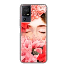 Чехлы (ART) Цветы на TCL 40 SE (VPrint) (Глаза в цветах)