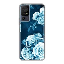 Чехлы (ART) Цветы на TCL 40 SE (VPrint) (Голубые Бутоны)