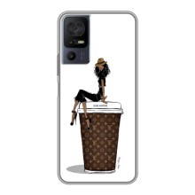 Чехлы Луи Витон для TCL 40 SE (AlphaPrint - LOUIS VUITTON) (кофе LOUIS VUITTON)