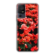 Чехлы с Цветами для TCL 40 SE (VPrint) (Цветы красные)