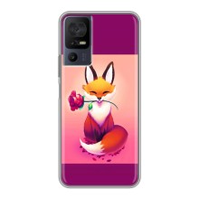 Чехлы с картинкой Лисички для TCL 40 SE (VPrint) (Лисичка с розочкой)