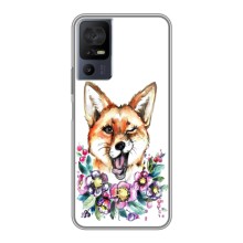 Чехлы с картинкой Лисички для TCL 40 SE (VPrint) (Веселая лисичка)