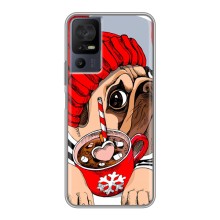 Чехлы с собаками для TCL 40 SE (VPrint) (Собачка в шапке)