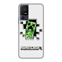 Чехол Майнкрафт на TCL 40 SE (AlphaPrint) Minecraft (крипер Майнкрафт)