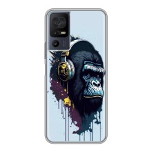 Чехол с Обезьянами TCL 40 SE - (AlphaPrint) (Горилла в наушниках)