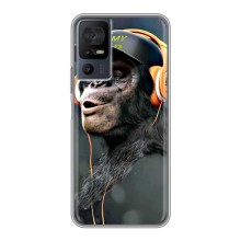 Чехол с Обезьянами TCL 40 SE - (AlphaPrint) (В наушниках)