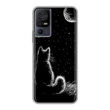 Чохол з принтом для TCL 40 SE (AlphaPrint) Модні коти (Котик і місяць)