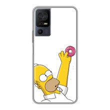 Чехол с Симпсонами для TCL 40 SE (VPrint) (Гомер с пончиком)