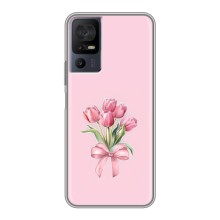 Чехол с розовым рисунком для TCL 40 SE (Букет цветов)