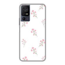 Чехол с розовым рисунком для TCL 40 SE (Розовые цветы)