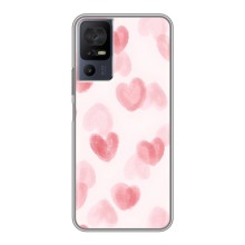 Чехол с розовым рисунком для TCL 40 SE (Розовые сердечки)