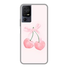 Чехол с розовым рисунком для TCL 40 SE (Розовые вишни)